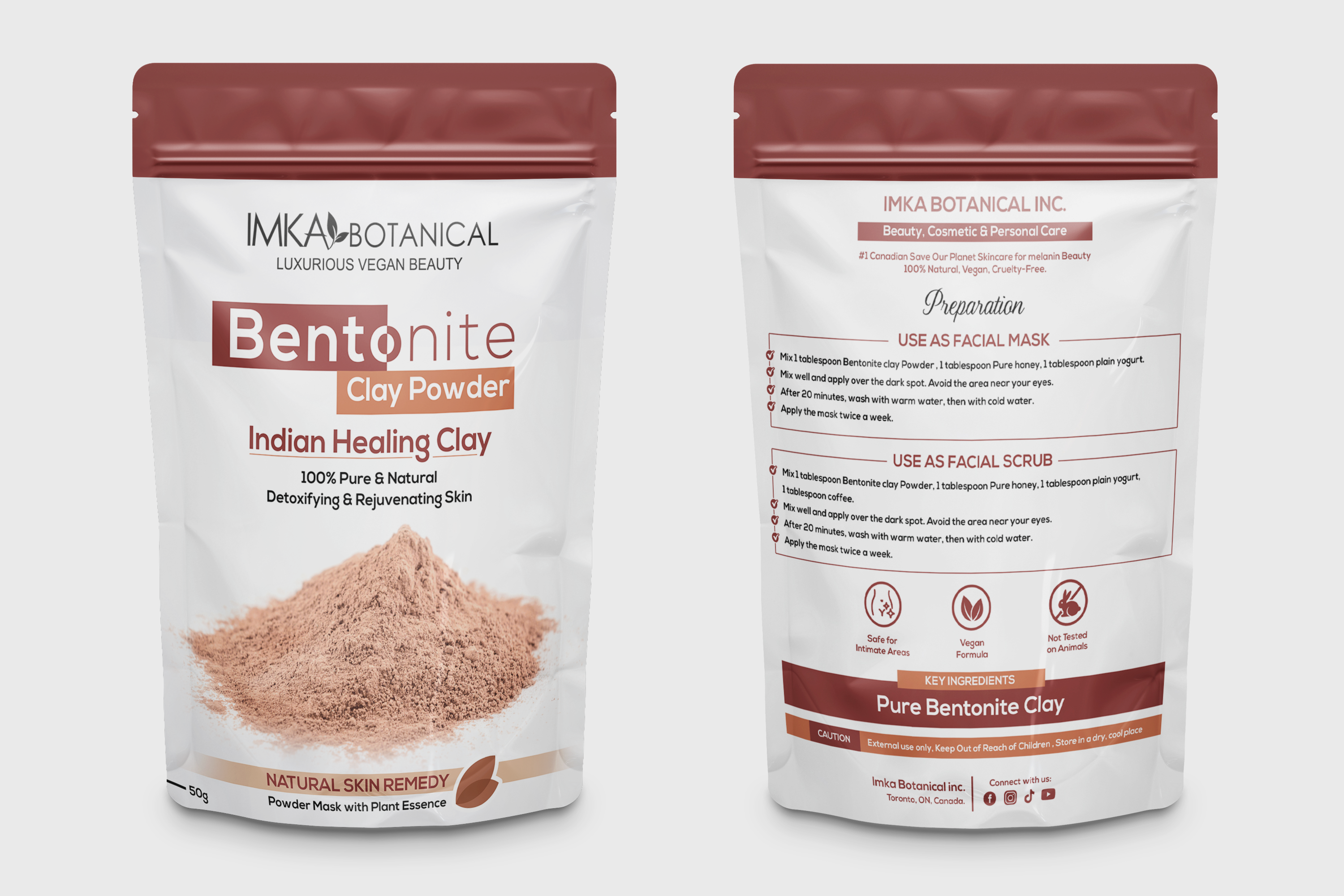 Facial Bentonite clay Mask - Clean face with Detox mask - 50 gr