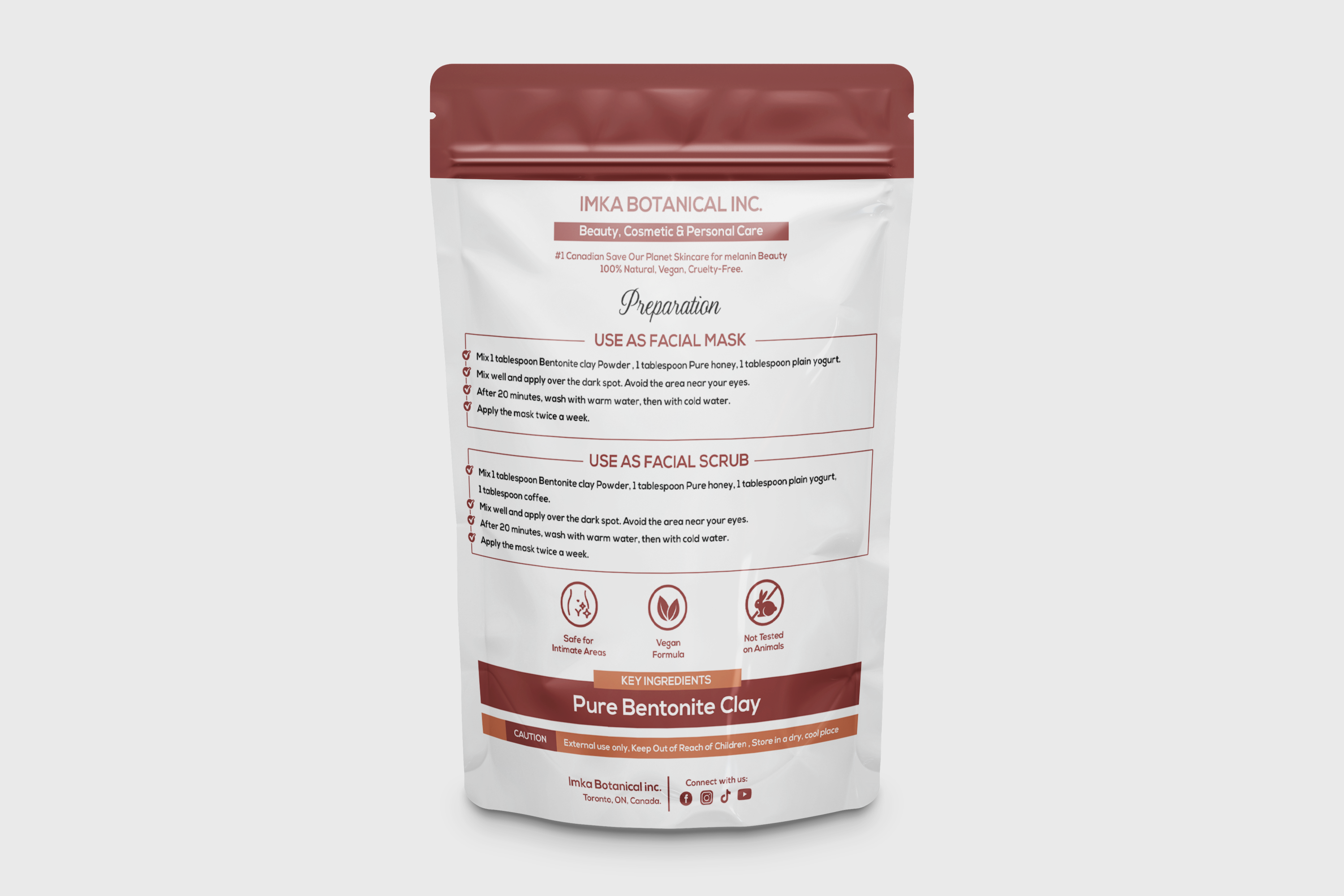Facial Bentonite clay Mask - Clean face with Detox mask - 50 gr