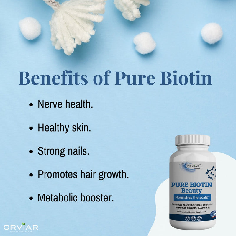 Orviar All Natural Supplement Pure Biotin Beauty  10,000 mcg - 60 Caps