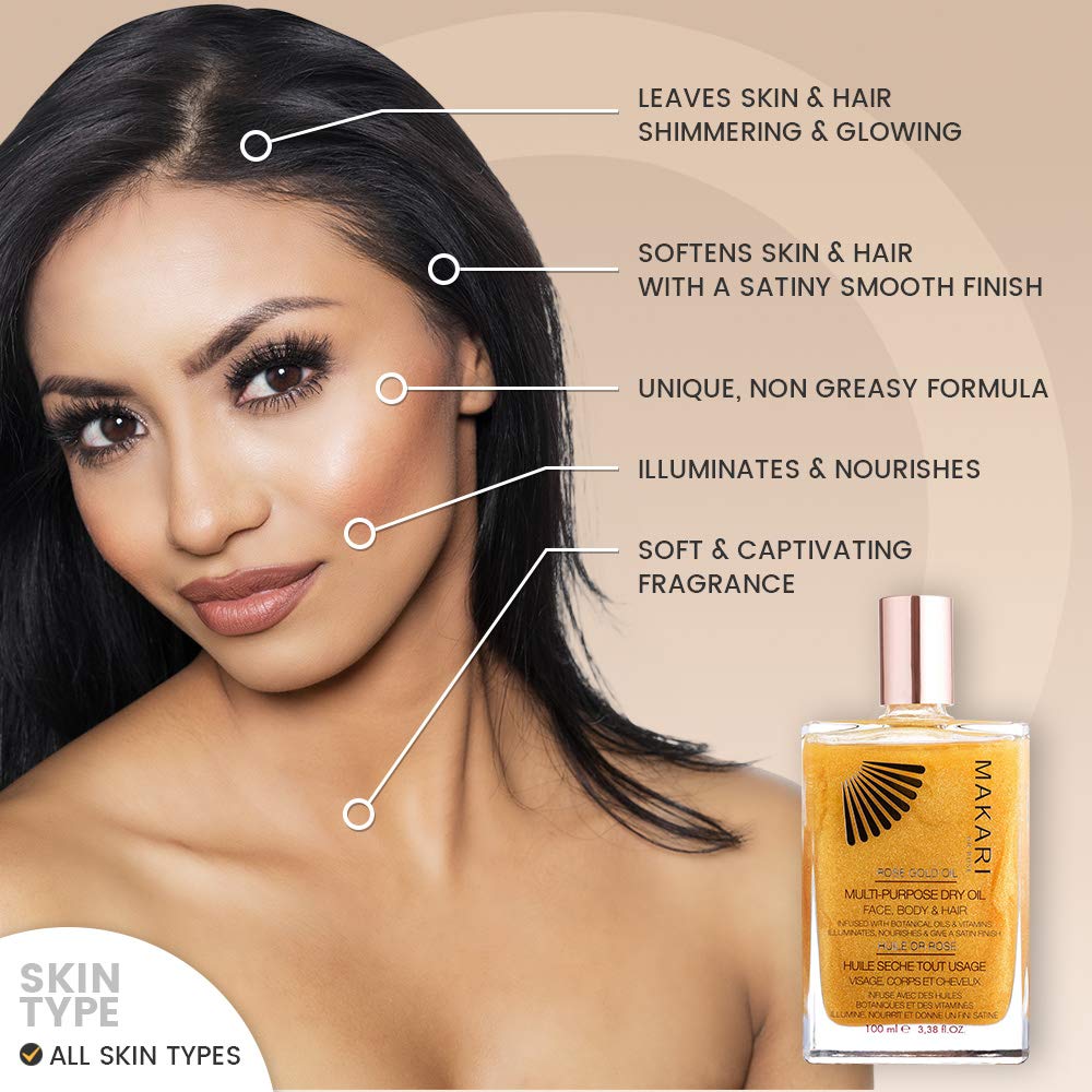 MAKARI - 24K MULTI-PURPOSE SHINE OIL - Satin finish and illuminates skin