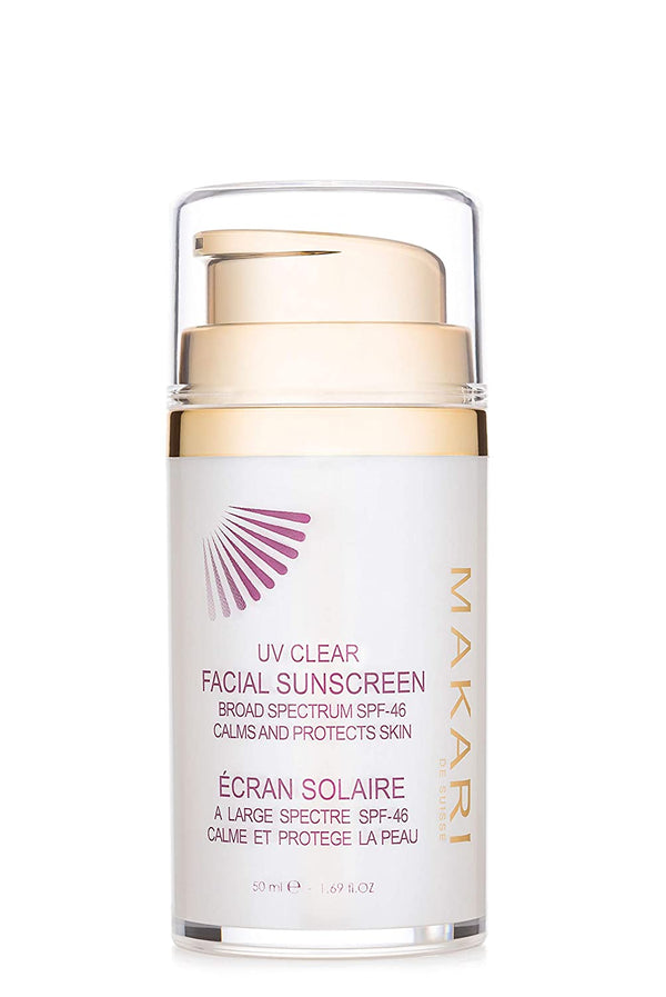 Makari de Suisse - Écran solaire UV transparent pour le visage à large spectre SPF 46