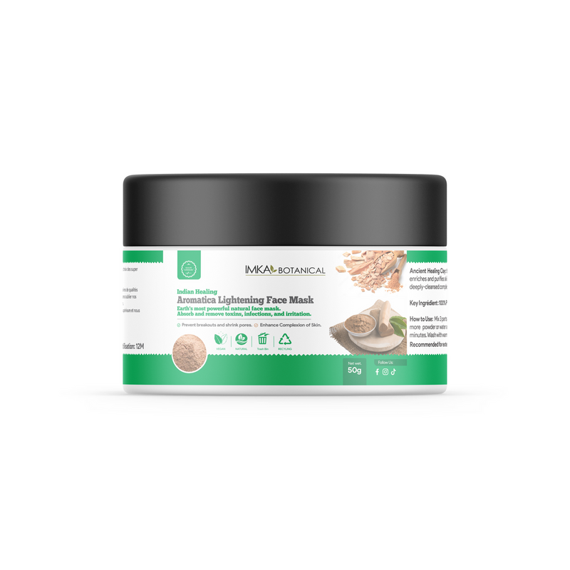 Masque facial éclaircissant de guérison indienne au bois de santal et à l'argile bentonite 50g