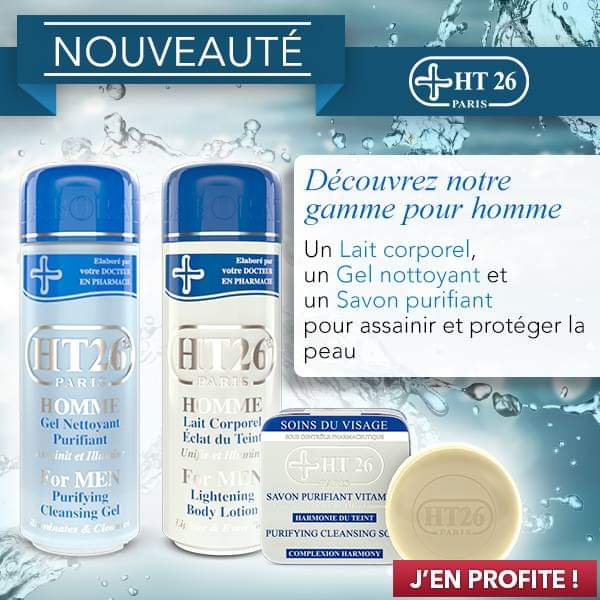 HT26 PARIS - Coffret Homme - Nourrissant, éclaircissant et antitache d'aubier pour peaux sèches présentant des troubles de la pigmentation