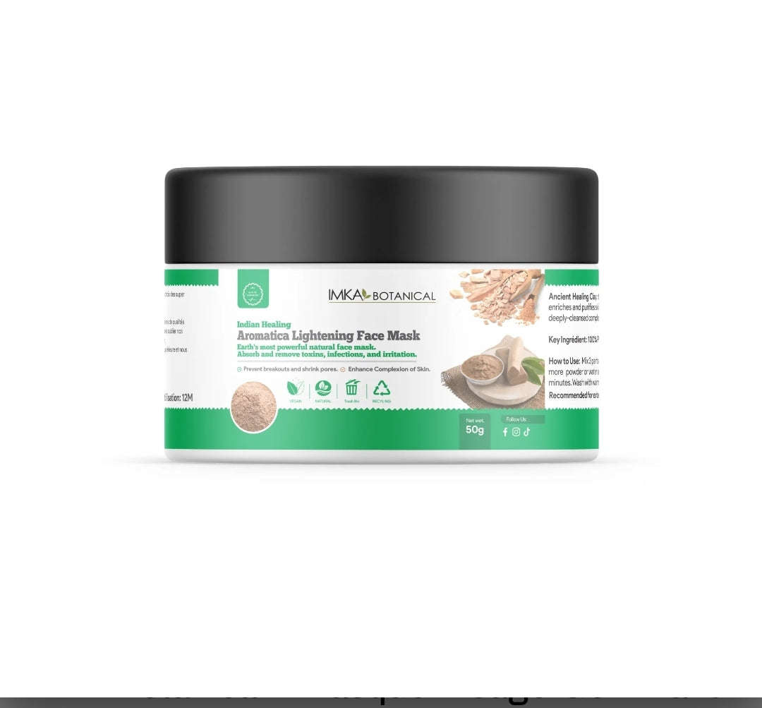 Masque facial éclaircissant de guérison indienne au bois de santal et à l'argile bentonite 50g