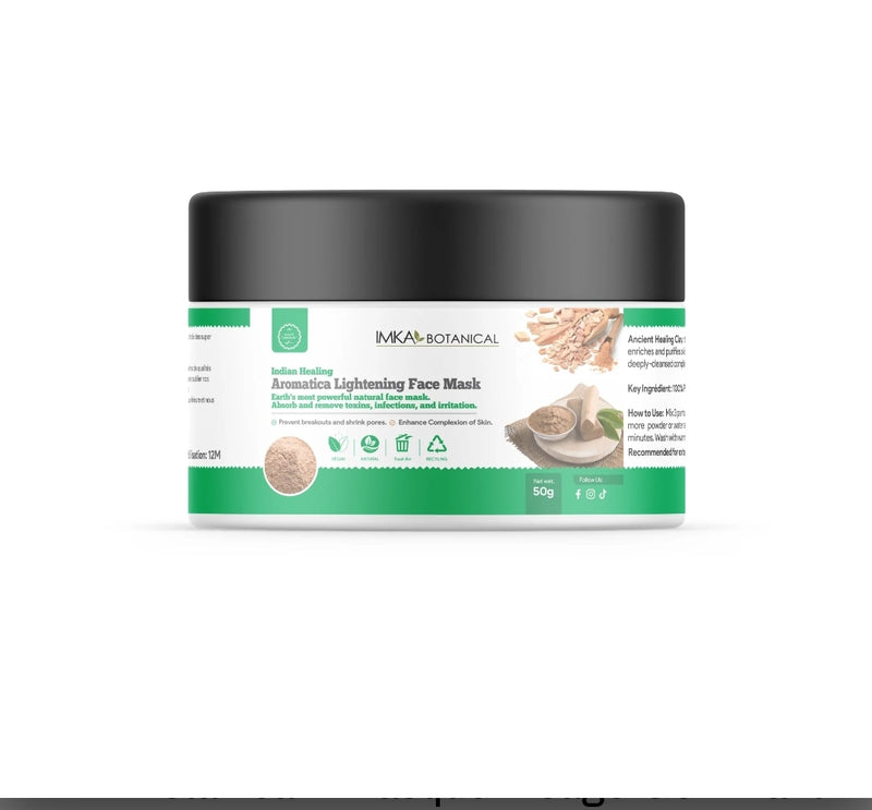 Masque facial éclaircissant de guérison indienne au bois de santal et à l'argile bentonite 50g