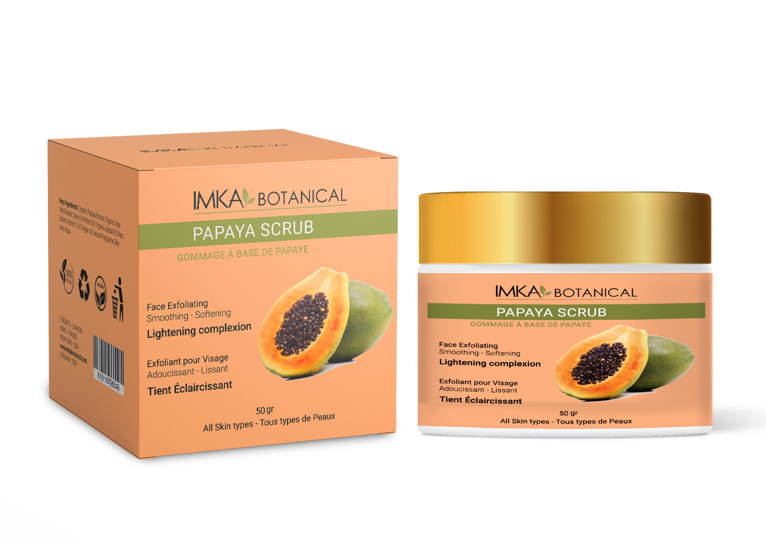 Gommage Visage Éclaircissant Exfoliant Papaye Bio - 50 gr